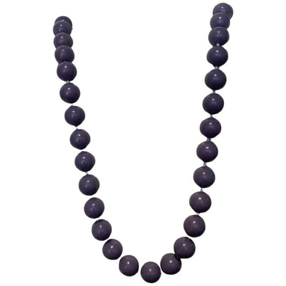 Vintage Periwinkle Purple Double Knot Single strand Classic Necklace 44” Heavy - Picture 6 of 11